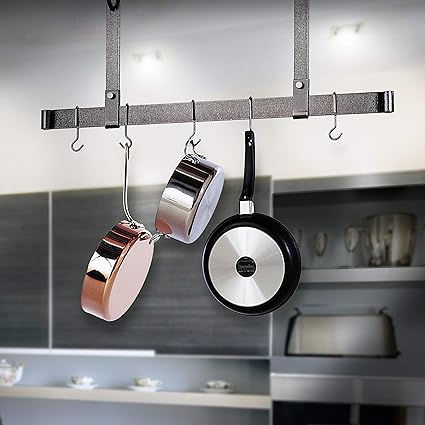 Amazon Com Handcrafted 36 Ceiling Bar W 6 Hooks Hammered Steel