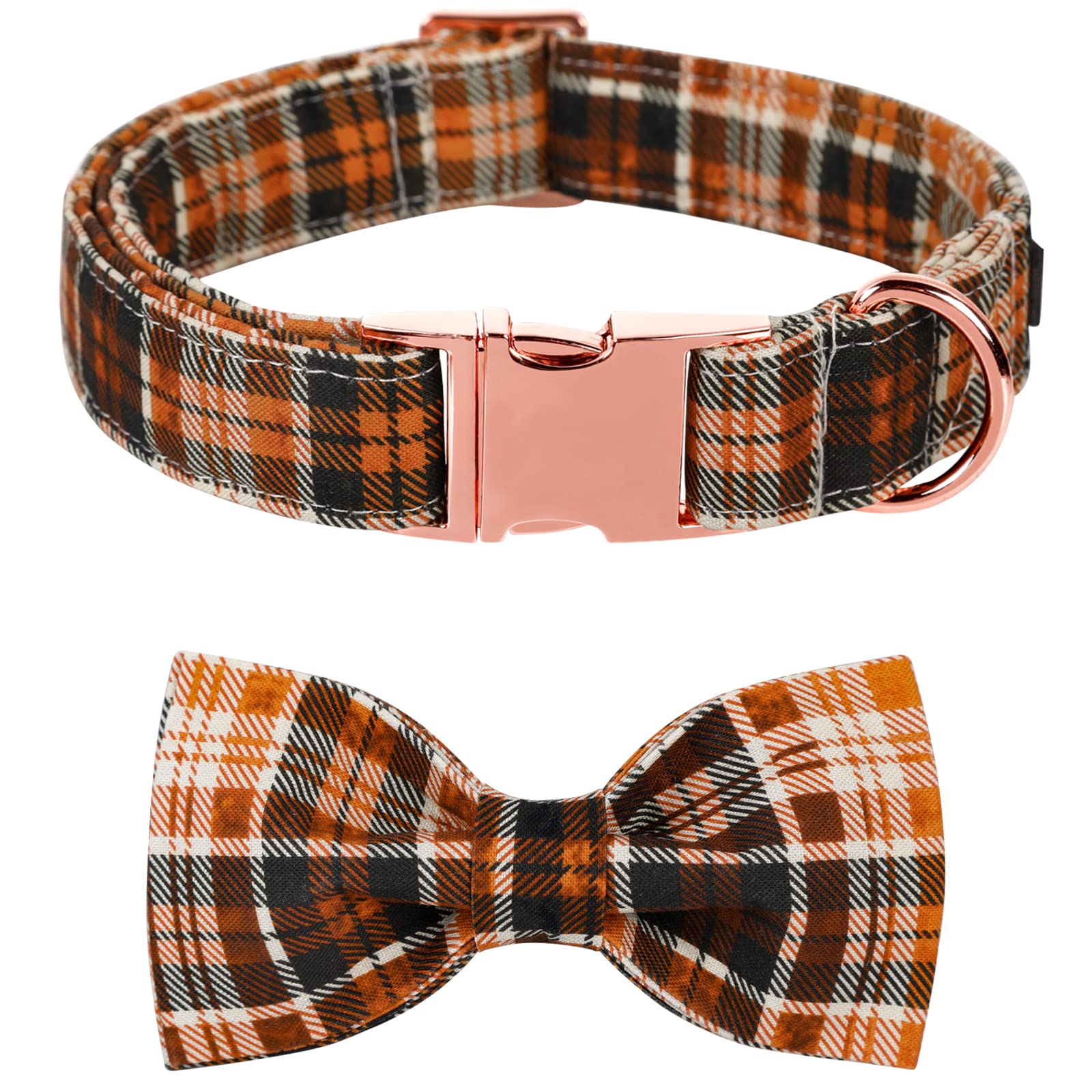Lionet Paws Dog Collar with Bowtie, Autumn Bowtie for Dogs, Adjustable Comfortable Dog Collar Girl Boy, M, Neck 34-55cm