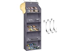 AOODA Over the Door Hat Organizer for Baseball Caps, Clear Deep Pockets Hat Rack for Closet Wall Hold 60 Hats, Large Hanging Hat Holder Storage (Dark Grey)