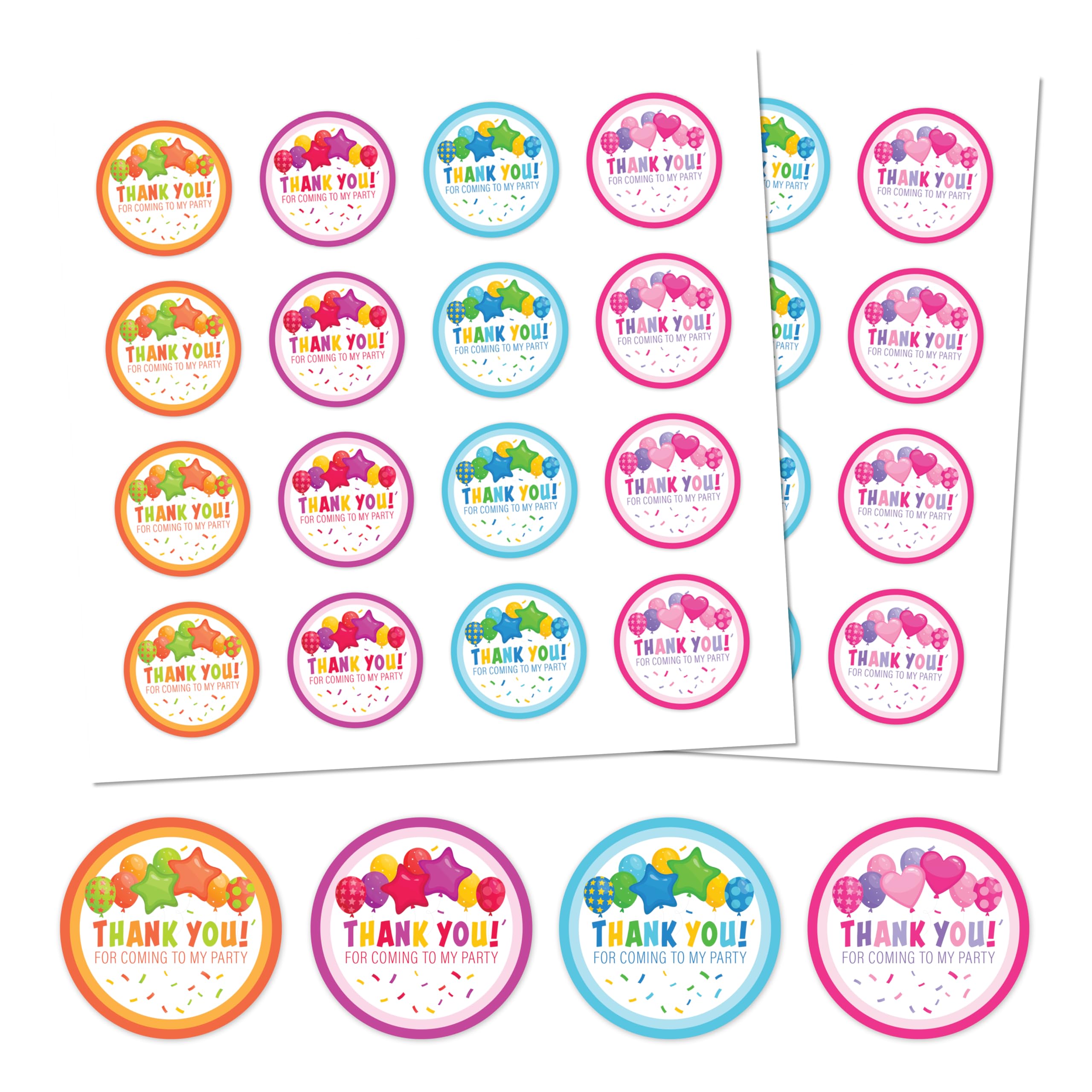 32 X 40mm Bright Thank You for Coming to My Party Stickers - 4 Colours Blue-Orange-Pink-Purple (32 Stickers) Ideal for Party Bags - Birthday Party Bag Fillers - Made in The UK