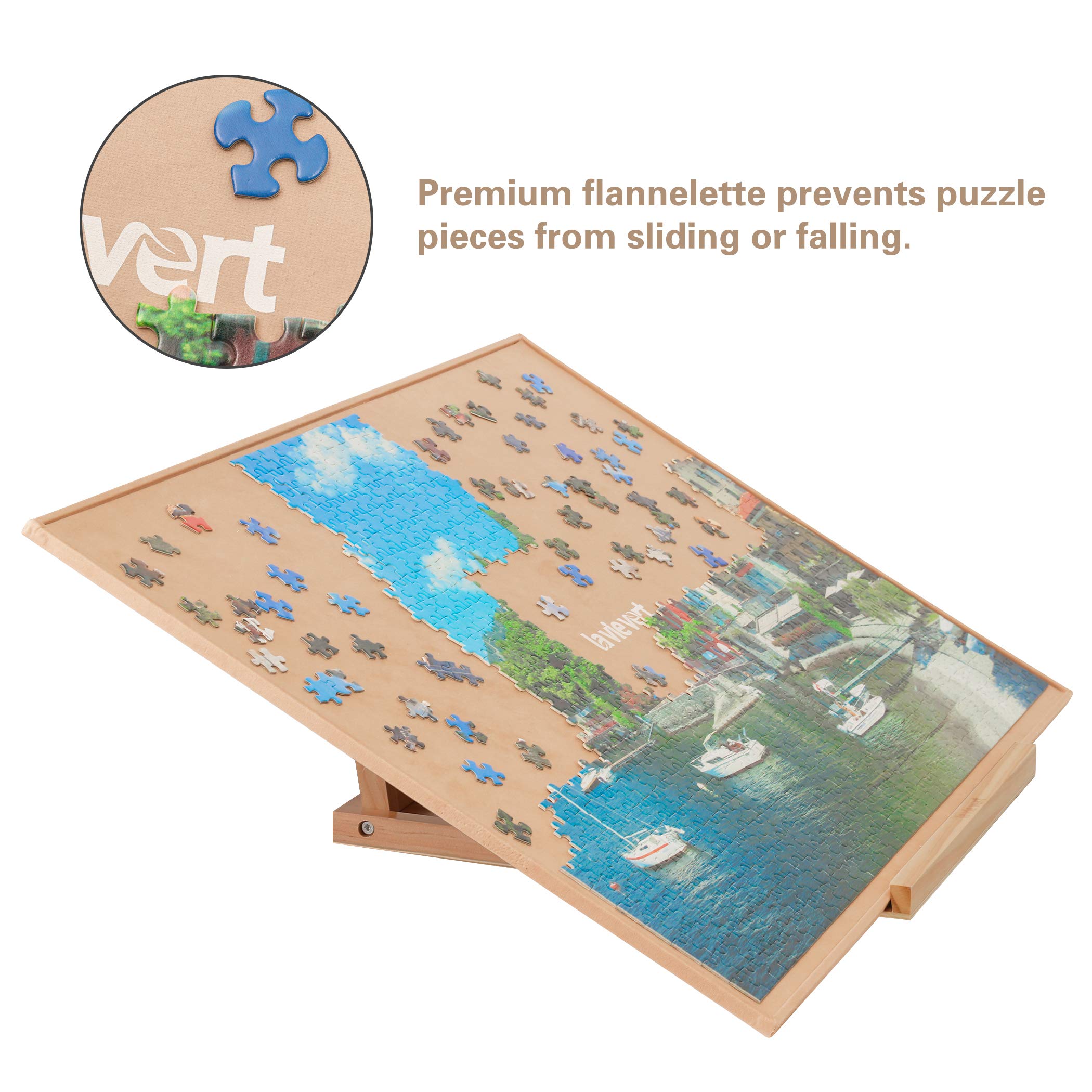 Lavievert Wooden Jigsaw Puzzle Board, Lightweight & Portable Puzzle Plateau Storage Saver with Non-Slip Surface for Up to 1000 Pieces
