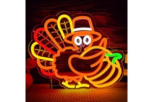 LULKOD Turkey Neon Sign Happy Thanksgiving Sign Dimmable Turkey Led Light Pumpkin Neon Light for Wall Decor Turkey Neon Window Light Up Sign for Bedroom Wall Decor Party Gifts