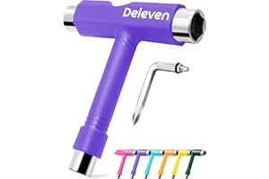 D DELEVEN Deleven Skate Tool All-in-One Lightweight Portable Skateboard Tool - T Tool with Allen Wrench, Phillips Head Screwdriver - Adjust Roller Skates, Longboards, Skateboards, Quads, Wheels, Trucks, Kingpin