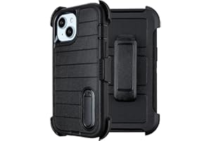 Yowtrey Black Case for iPhone 13 Case with Belt Clip Holster, Heavy Duty iPhone 13 Cases Protective, Shockproof Defender Phone Cover for iPhone13 6.1 inch