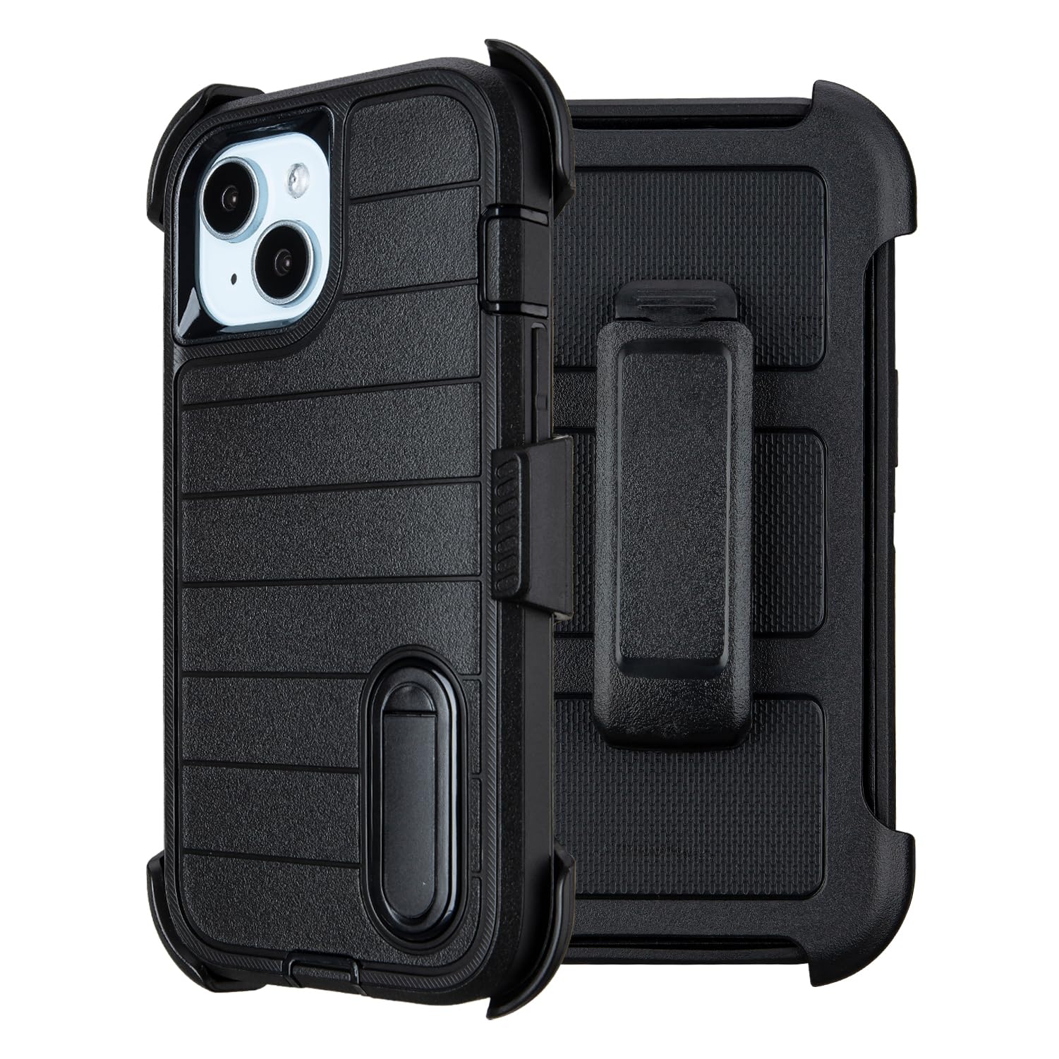 Yowtrey for Black Case iPhone 15 Case with Belt Clip, for Shockproof Cases iPhone 15 Heavy Duty,3 Layers of Sturdy,Anti-Drop,Military-Grade Defender Cover for iPhone15Case Black