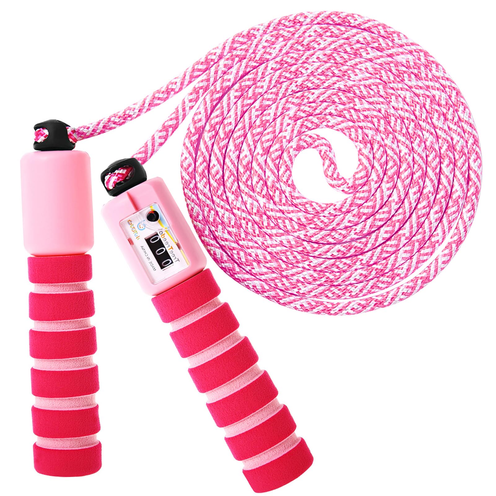 KONVINIT Skipping Rope for Children,Jump Rope Kids Adjustable with Counter and Comfortable Anti-Slip Handles Gifts for Boys and Girls,Pink