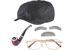 Beelittle Old Man Costume Grandpa Accessories Men Beret Hat Glasses Moustache Eyebrows Set