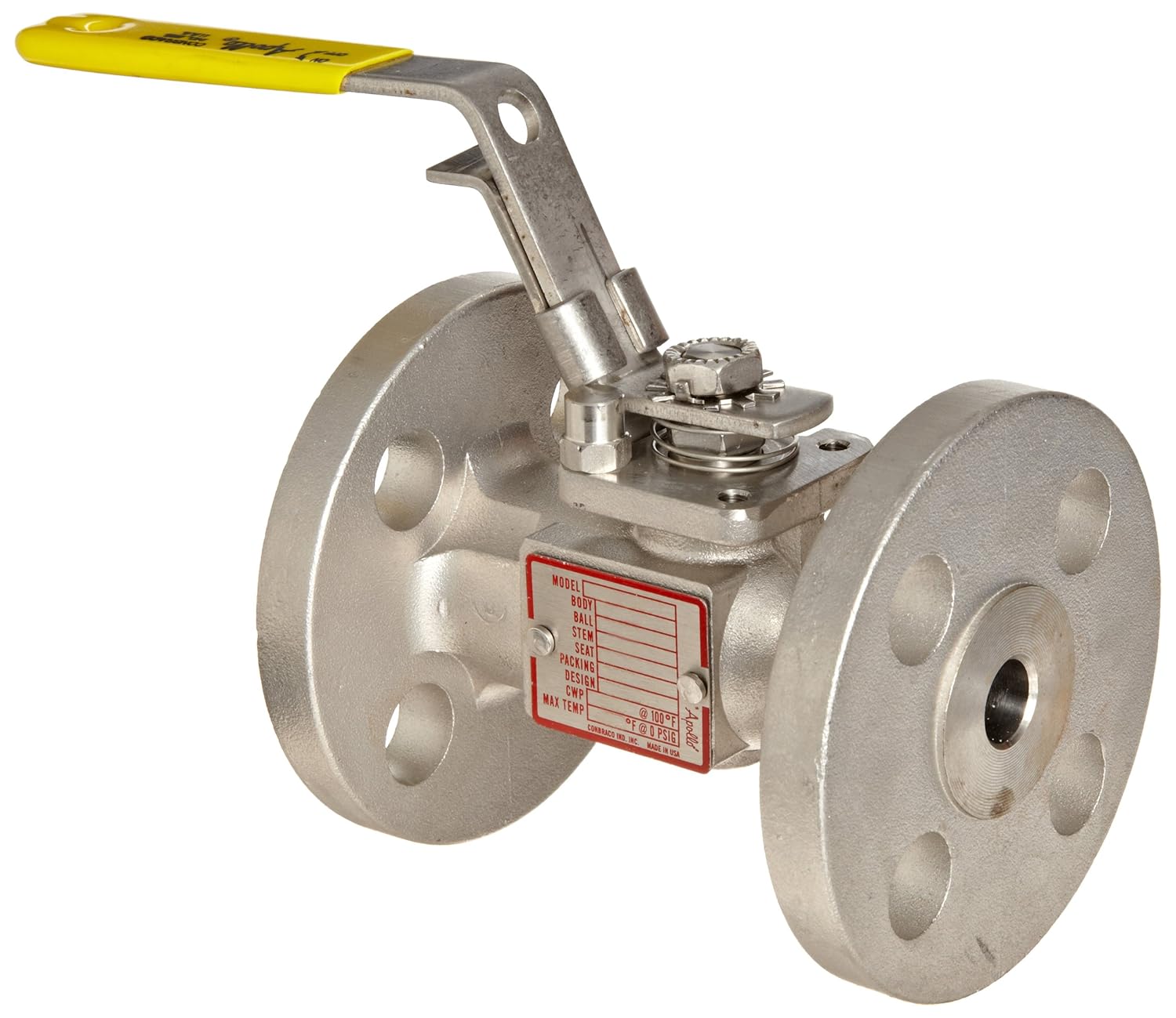 Apollo 87A-200 Series Stainless Steel Ball Valve, Inline, Full Port, Class 150, Lever, 1/2" Flanged
