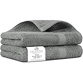 Villa Celestia 100% Cotton Hand Towel Set of 2, (16 x 28 inches) Sustainable, Soft, Highly Absorbent, Quick Drying, Combed Cotton Hand Towels Pack of 2 Ideal for Hotels, Spa, Bathroom, Dorm, Grey