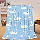 Swan Blanket White Swan Throw Blanket Gifts for Women Girls Fleece Fuzzy Soft Cozy Flannel Plush Warm Bedding Stuff for Kids Adults Sofa Bed Couch 40 x 50 Inch