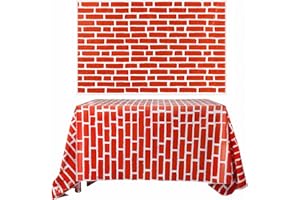 Chuangdi 2 Pcs 4.5 x 9 Feet Stone Wall Backdrop Stone Wall Scene Setter Wallpaper Curtains Door Removable Tablecloth Photo for Medieval Castle Winter Halloween Christmas Party (Red,Brick)