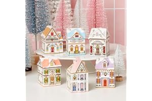 Holiday Village Spice House Set — A Mini Christmas Wonderland for Your Kitchen, 6 Mini Christmas House Spice Jars,for Cinnamo