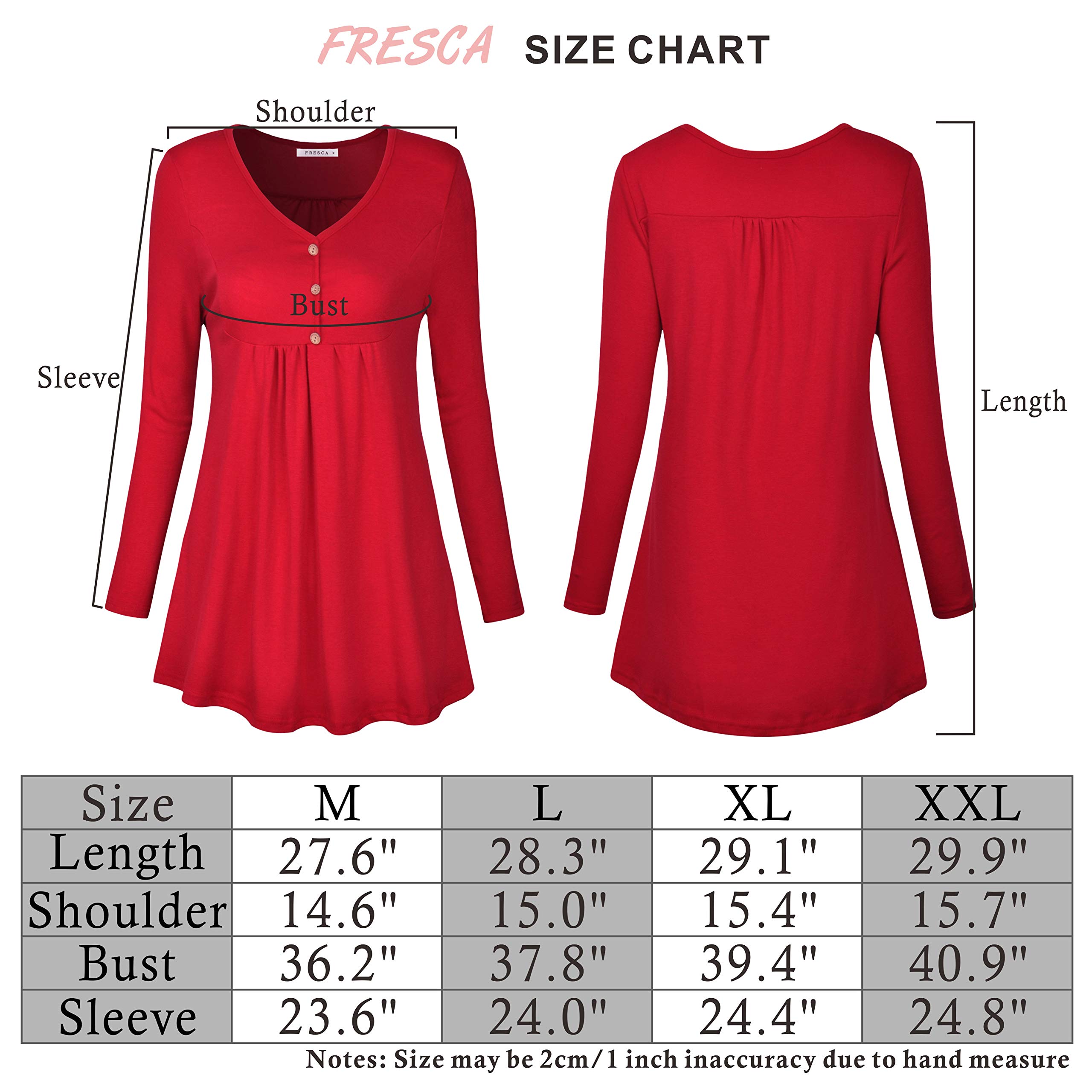 Fresca Women\'s Elegant Henley V-Neck Button up Tunic Stretchy Curved Hem Swing Ruffle Blouses Ruched Casual T-Shirts Blouse Black Medium