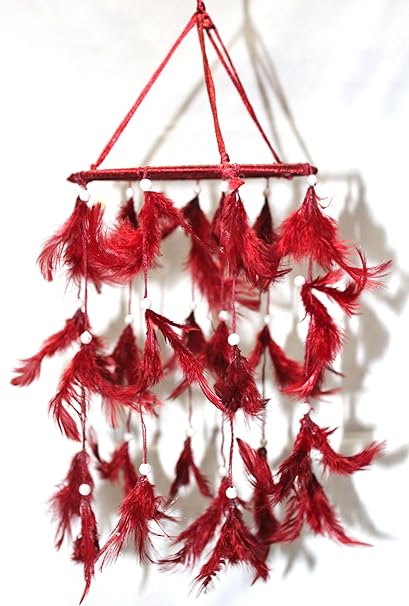 odishabazaar Fabric Jhoomer Design Dream Catcher Wall Hanging (Red)