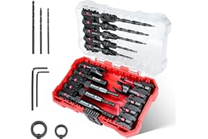 EZARC Countersink Drill Bit Set, 22PCS Counter Sink Drill Bit for Wood with Self Centering Drill Bits, Wood Plug Cutters,Scre