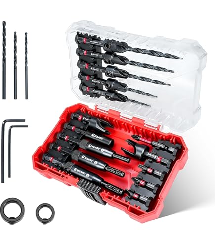 Crosstar 18PCS Countersink Drill Bit Set with Wood Plug Cutter