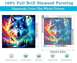 Meothan 5D Diamond Art Kits for Adults Wolf Diamond