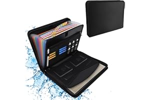 MEKOTRIN Waterproof Accordion File Bag 12 Pocket Expanding File Folder with Double Zipper & Labels, Black Document Organizer 