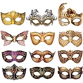 Frienda 24 Pcs Mardi Gras Masquerade Mask Paper Masks Set Women's Costume Party Supplies for Mardi Gras New Year's Day Carnival Prom
