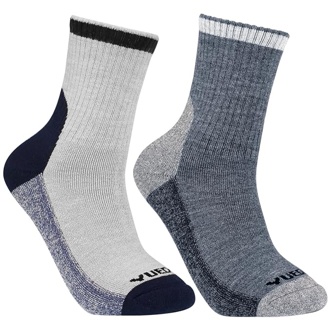 YUEDGE Men's Wool Hiking Socks Merino Wool Blend Crew Trekking Walking