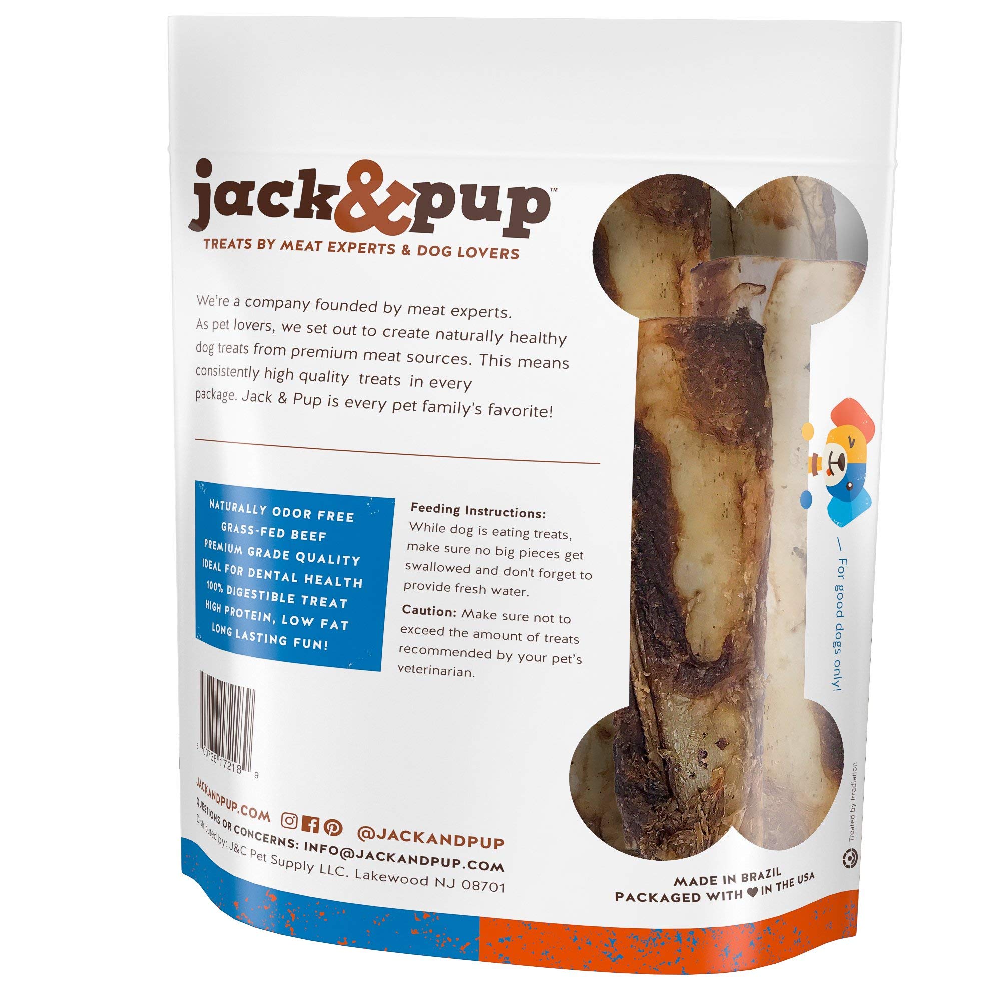 Jack&Pup Premium Grade Roasted Beef Ribs Dog Bone Treats (8 Pack) – 7” Long All Natural Gourmet Dog Treat Chews – Savory Smoked Beef Flavor