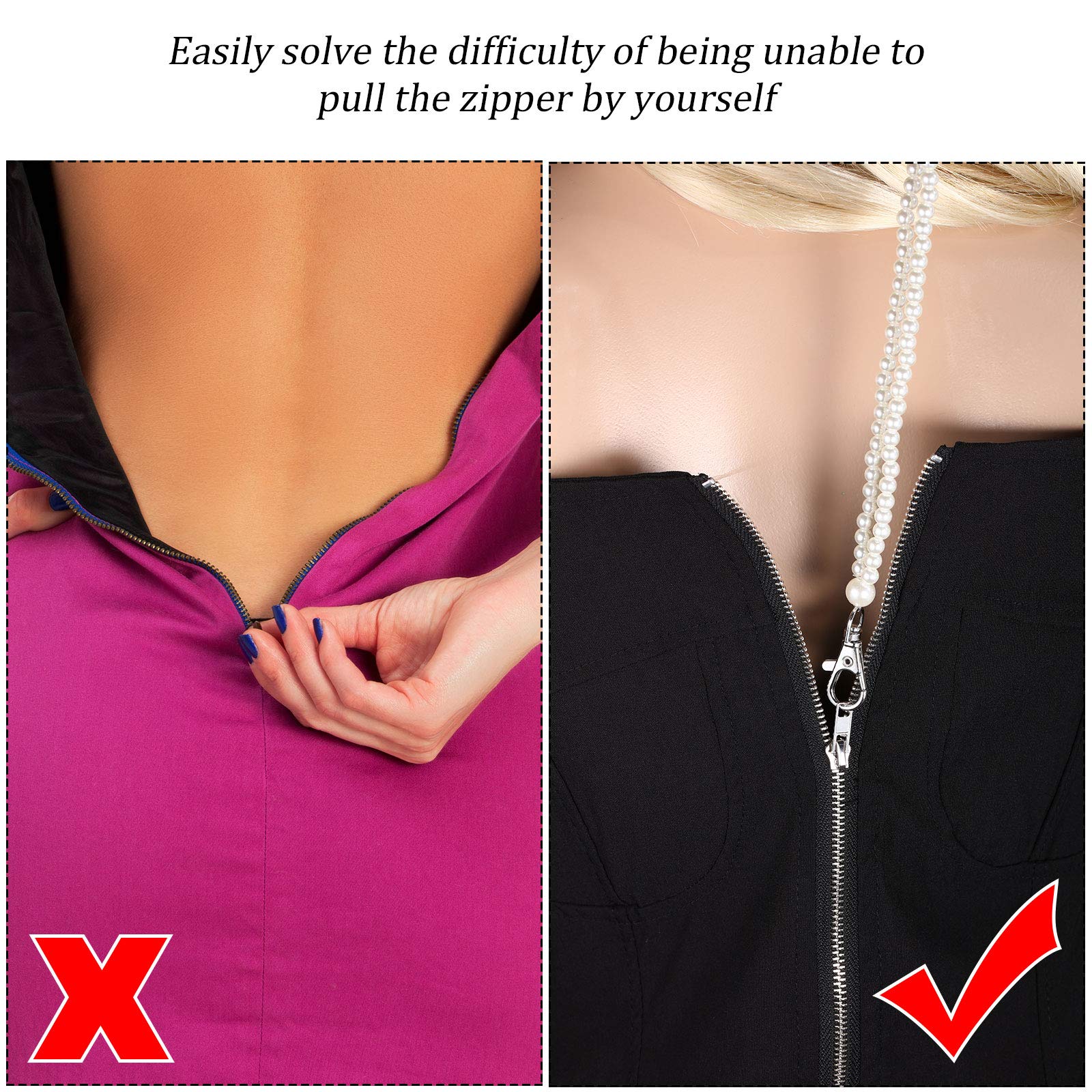 Syhood Zipper Helper Pull for Long Dress Back Zipper Puller Helper Zipping up Down Dress and Boot Yourself Beaded Clothing Assistant Aid Tool with Easy Zip Aid Puller by Yourself
