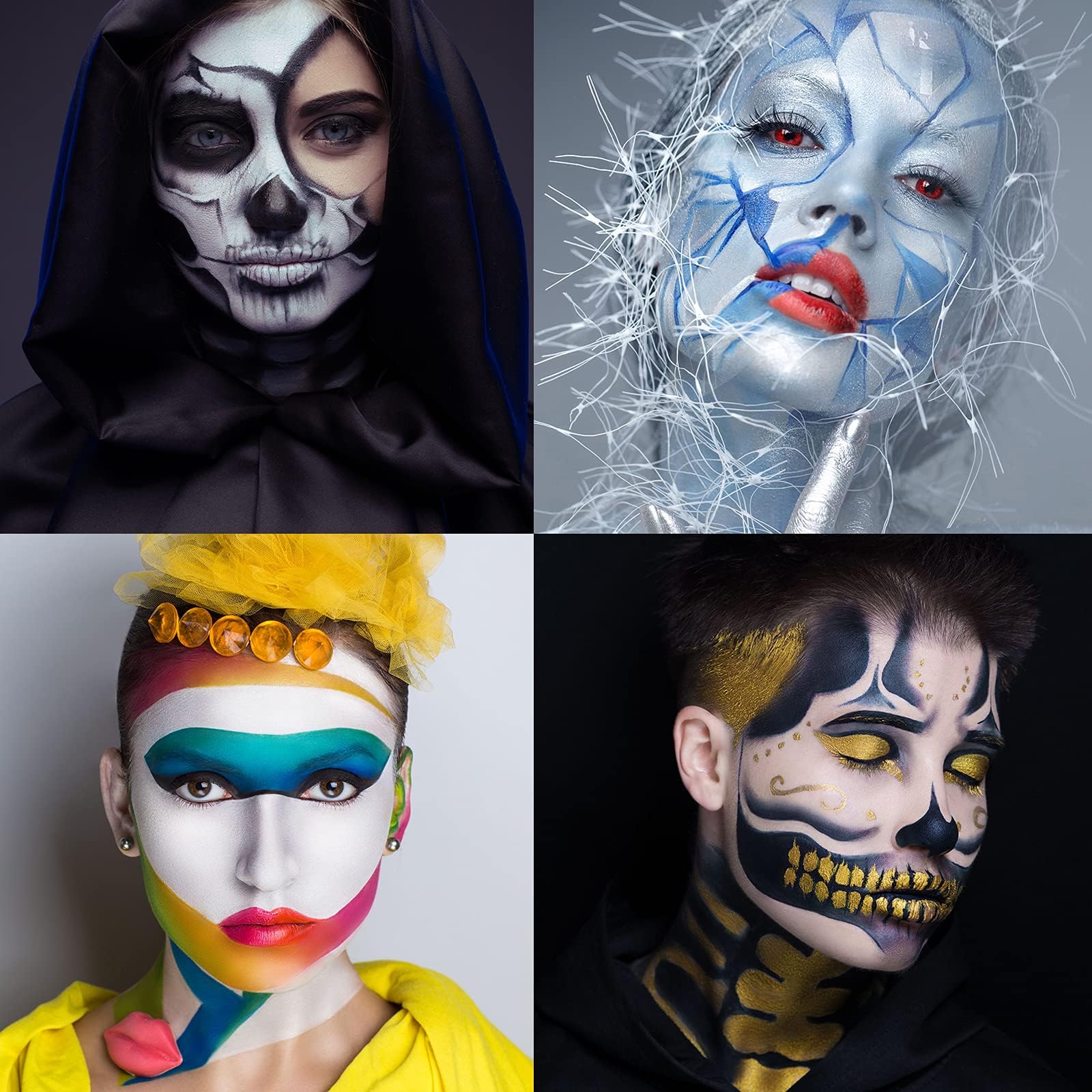 UCANBE UCANBE Face & Body Paint, Water Activated SFX Makeup Palette - Extra Large White & Black Pan, Professional 18 Color Safe Non Toxic Art Painting Kit for Halloween, Cosplay, Parties, Theater & Stage