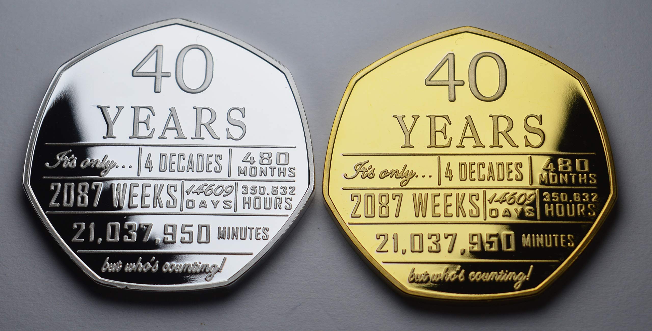 The Commemorative Coin Company Pair of 40th Birthday .999 Silver & 24ct Gold Commemoratives. Unique Gift/Present Party/Celebration Ideas 40 Forty Years