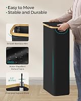 SONGMICS 65L Slim Laundry Basket with Lid Oxford Fabric Bamboo Handles LCB506B01 view 7