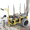 Bonnlo Beach Fishing Cart, Beach Wagon Trolley with 16" Big Balloon Wheels for Sand, Foldable Beach Trailer with Large Cargo Deck, 400 lbs Load Capacity, 8 Fishing Rods Holders, Mesh Bag, Hand Pump