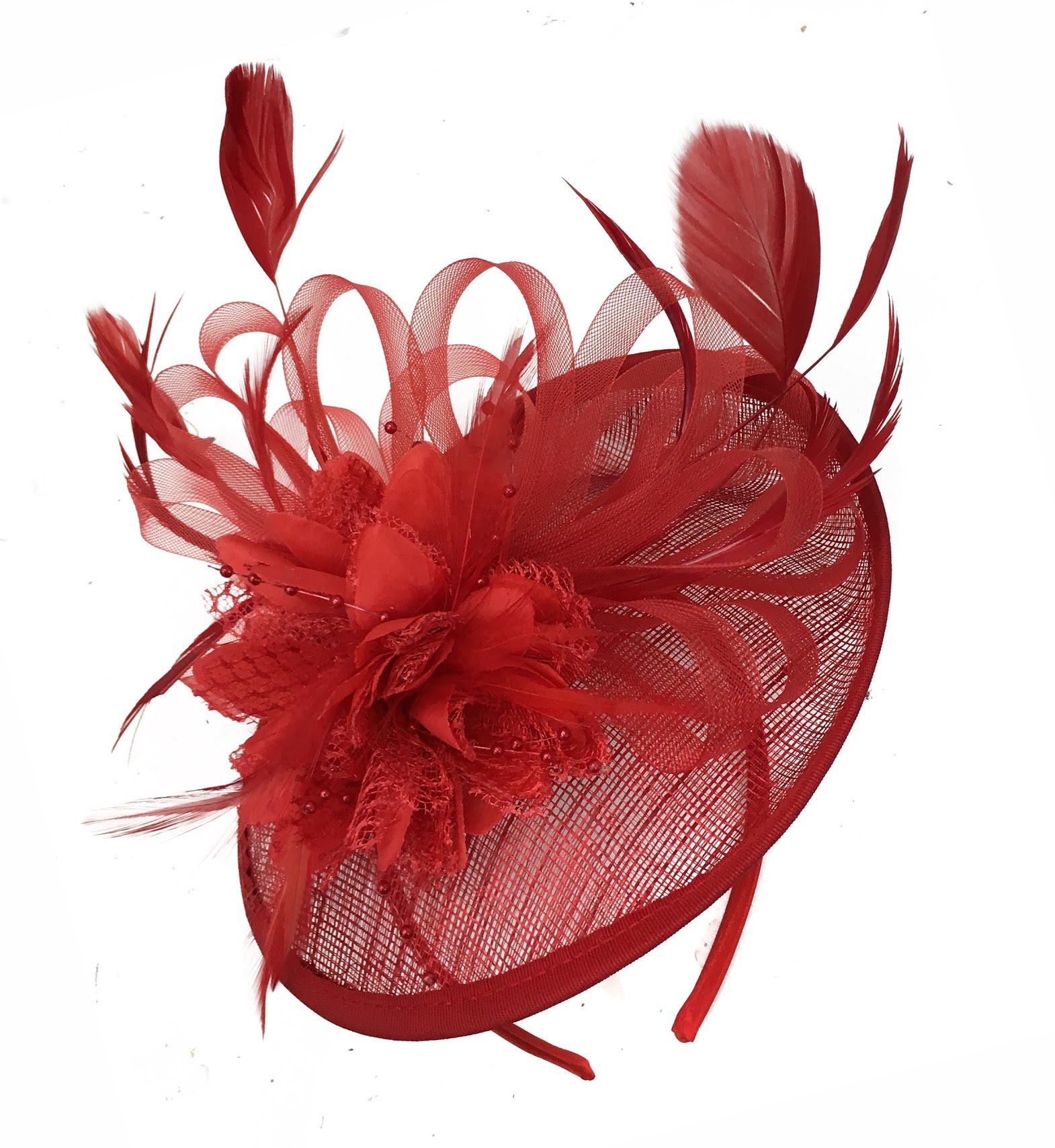 Caprilite Red Fascinator Hat for Women Weddings Headband Races