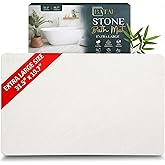 Extra Large Stone Bath Mat - (31.5” x 19.7”) - Absorbent Diatomaceous Earth Stone Bath Mat Large - Non-Slip Diatomite Bathmat - Easy Clean and Quick Drying - Long Instant Dry Bathmat - Beige XL
