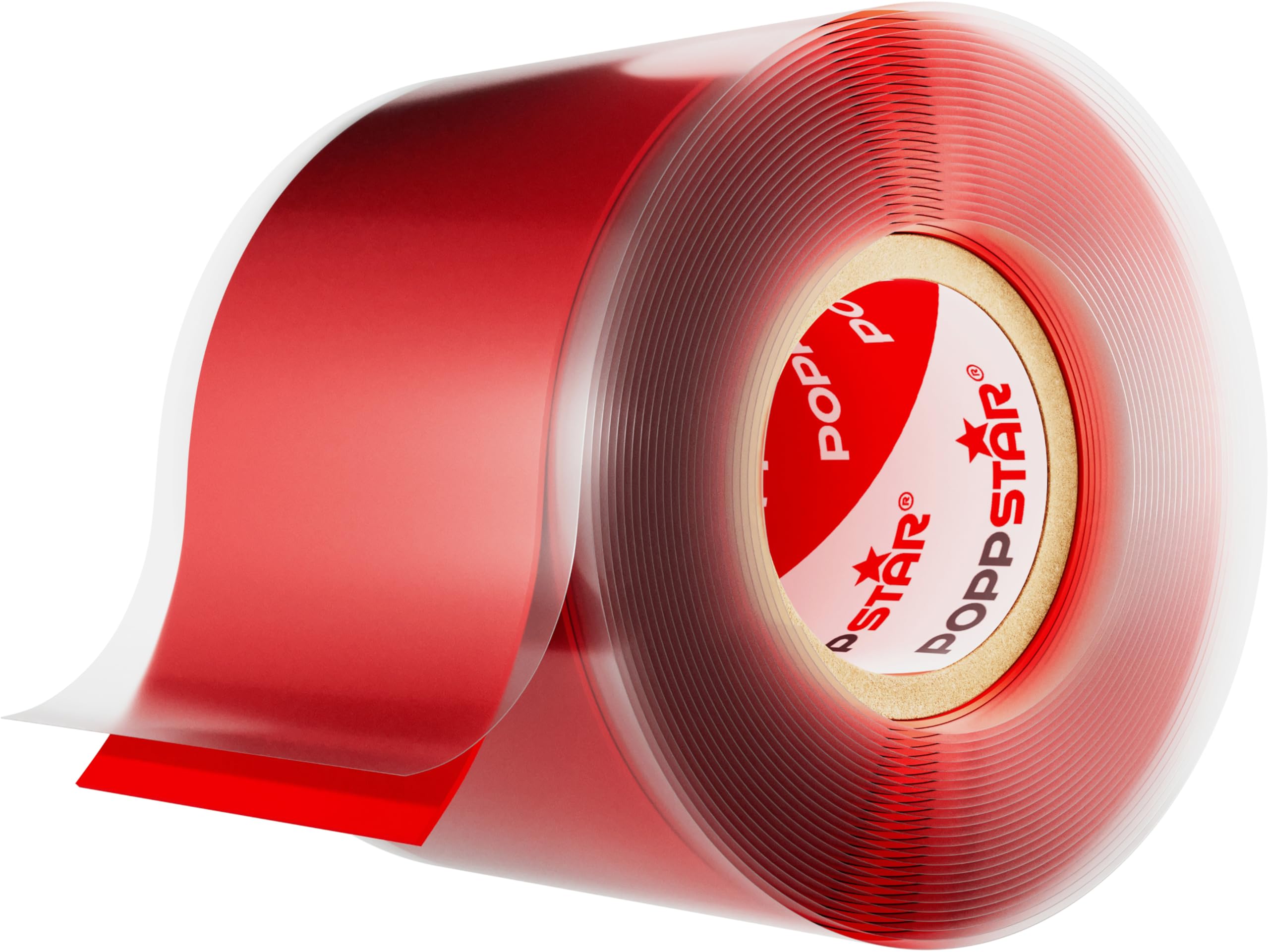 POPPSTAR Self-Fusing Silicone Band, Silicone Tape, 3m x 38mm, Sealing & Insulating Strip (water-tight, air-tight), red, 1 Roll