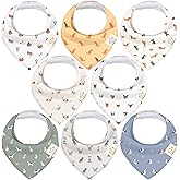 KeaBabies 8pk Organic Baby Bandana Bibs for Drooling Teething, Pets &amp; Paws | 100% Cotton, Soft Absorbent Baby Drool Bibs for Girls, Boys, Triangle Baby Bibs for Newborn, Infant 0-36 Months