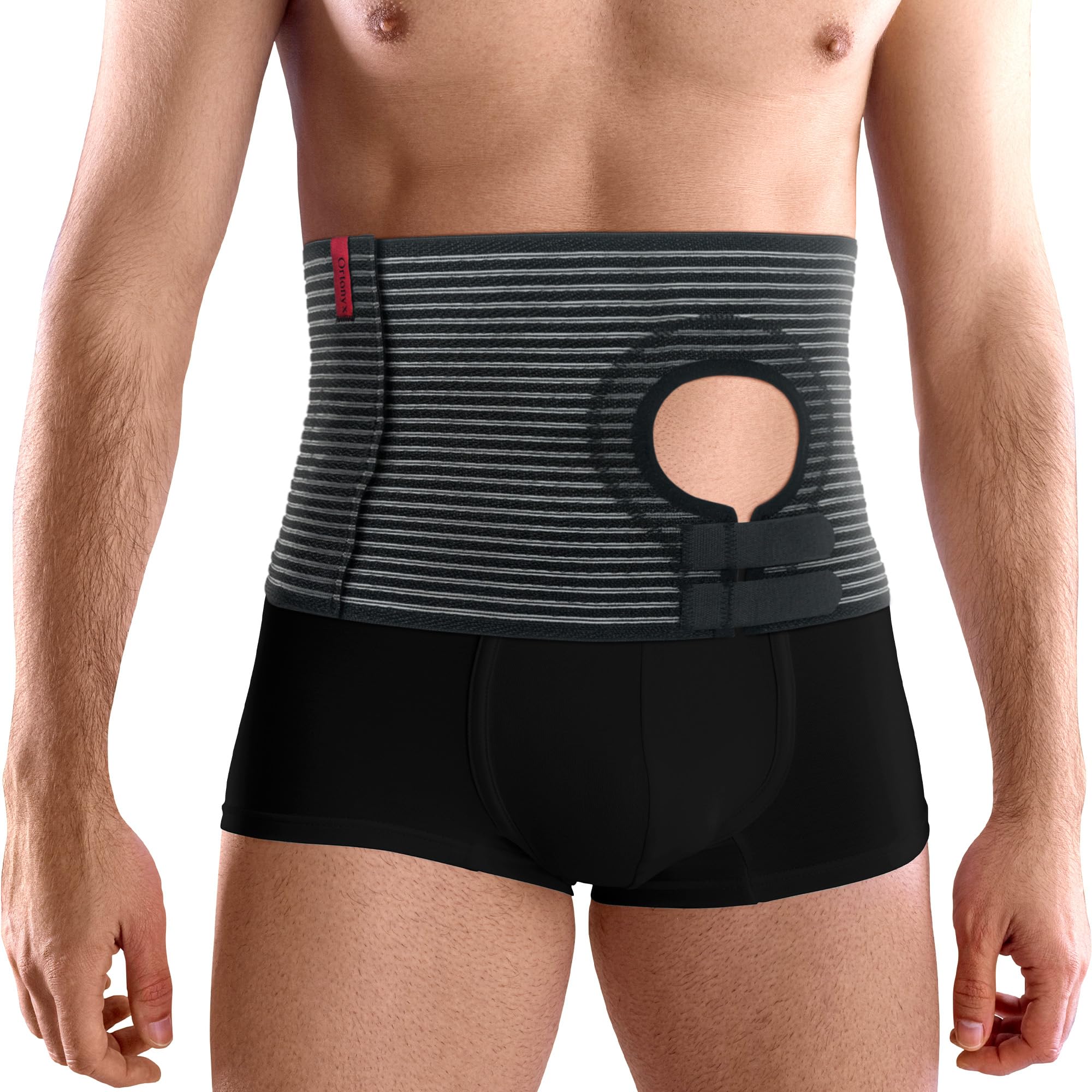 Photo 1 of ORTONYX Abdominal Ostomy Belt for Women and Men, Post-Operative Care After Colostomy ileostomy Surgery, Adjastable Stoma Bag Hole/Black S-M