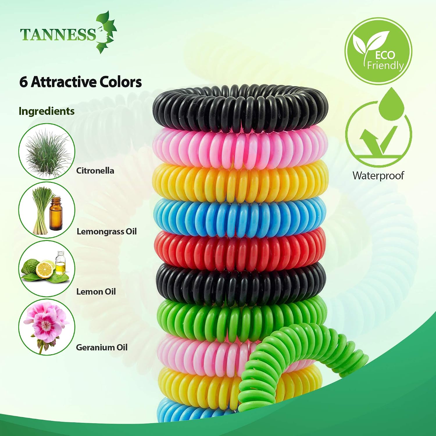 Tanness 12 Pack Mosquito Repellent Bracelet, Non-Toxic DEET-Free Bug & Insect Repellent Bands, Waterproof Mosquito Bands - Image 3