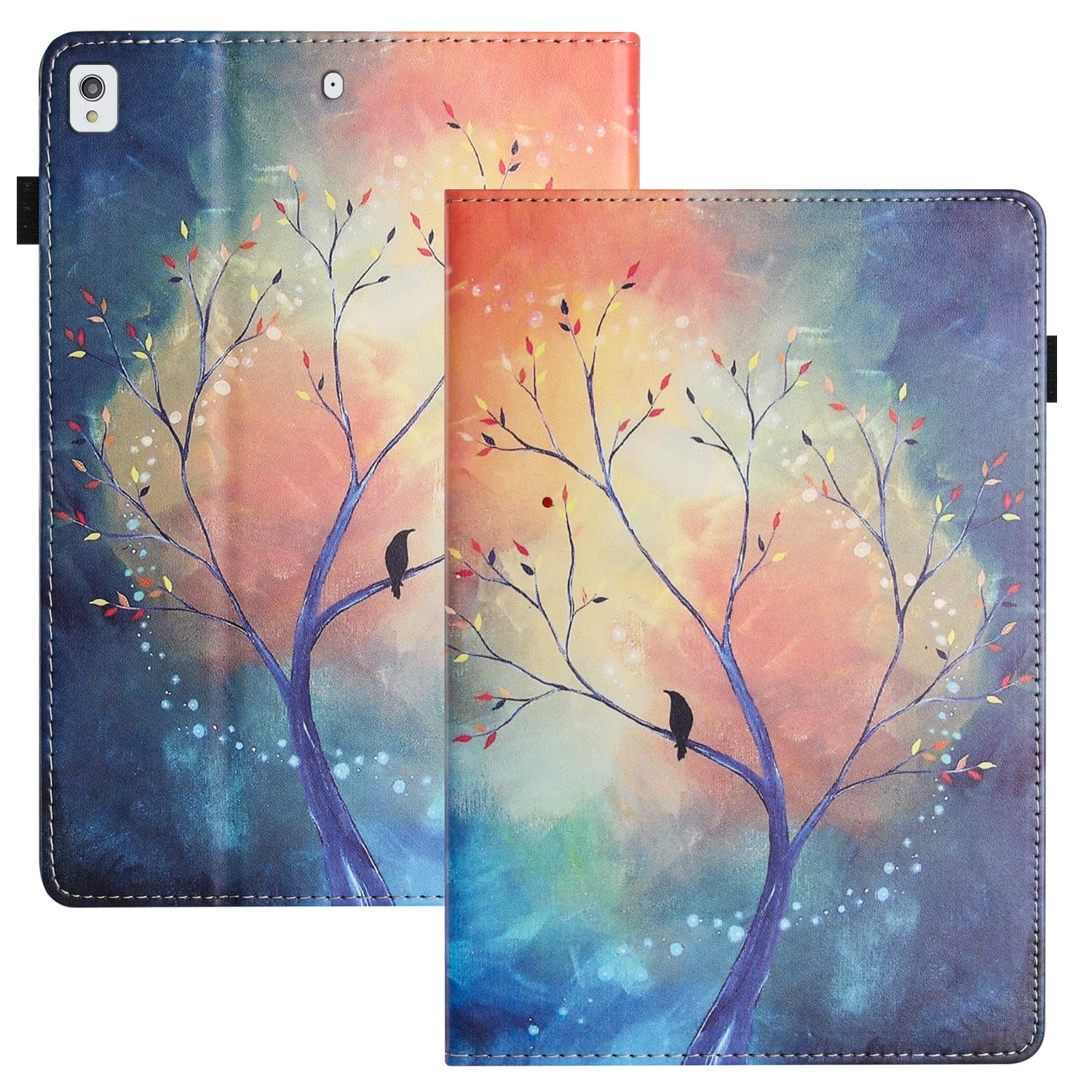 Rosbtib Case for iPad 9th/ 8th/ 7th Generation 10.2 Inch 2021 2020 2019 PU - Leather Folio Protective Case Multifunction Stand Card Pockets for iPad 9/8/7/ ipad Air 2019 10.5", Oil Painting Tree