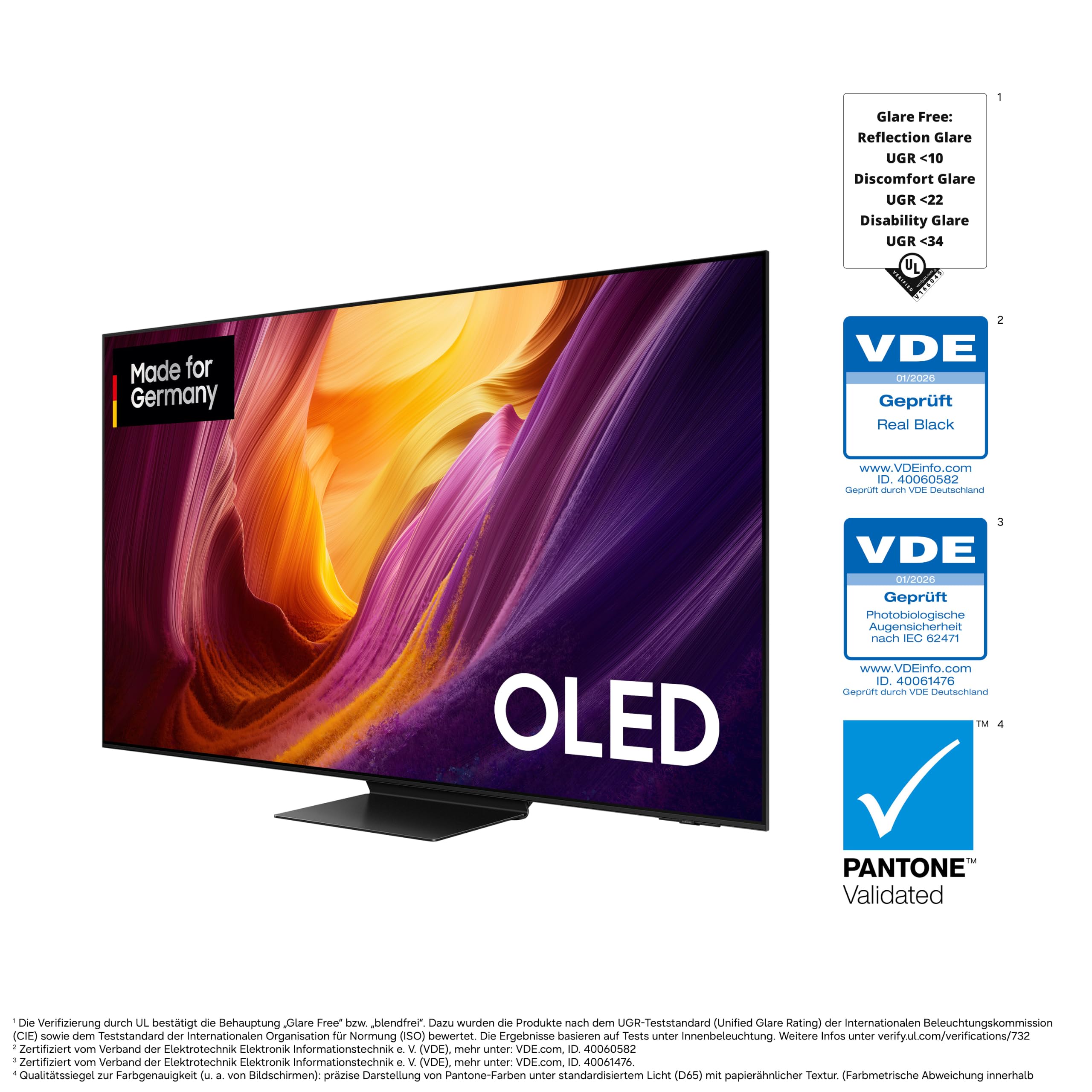 Samsung OLED S95H 4K 77 Zoll (195 cm), UHD Fernseher, Antireflexion mit Glare Free, OLED HDR pro, Ultimate Gaming Pack (NVIDIA G-SYNC & AMD FreeSync Pro) mit 165Hz, HDMI 2.1, Dolby Atmos, Smart AI TV 3