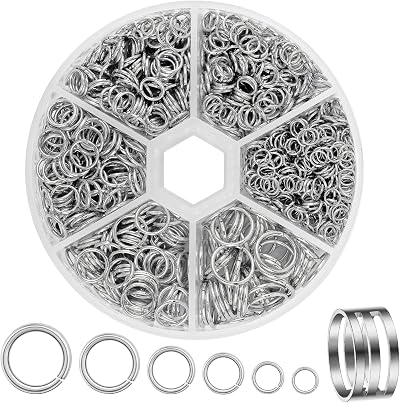 JOLCEEY 1550Pcs Jump Rings Kit Silver Open Jump Rings with Opener Tool 4-10mm