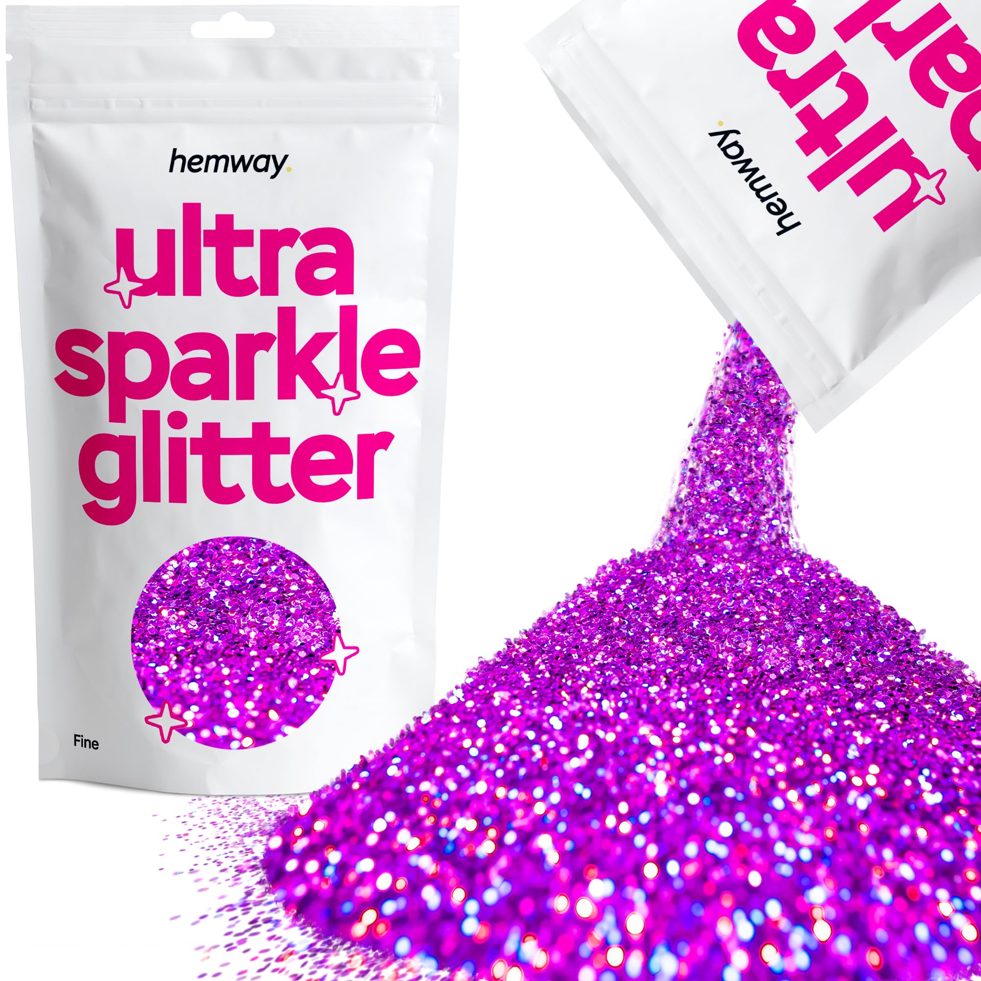 Hemway Ultra Sparkle Glitter Purple Holographic 100g Fine | Glitter for Arts & Craft, Makeup, Nail Art, Crafting, Card Making, Sparkle Decoration