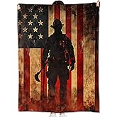 amepay Firefighter Retro Blanket Gifts for Heroes Adult,American Flag Vintage Throw Blankets,Soft Comfy Lightweight for Room Couch Bed Sofa Modern Bold Decor,Patriotic Lover 60x50in