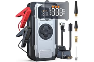 6000A Jump Starter with Air Compressor, 150PSI Portable Car Battery Booster Pack (Up to 10.0L Gas / 8.0L Diesel Engines), 12V