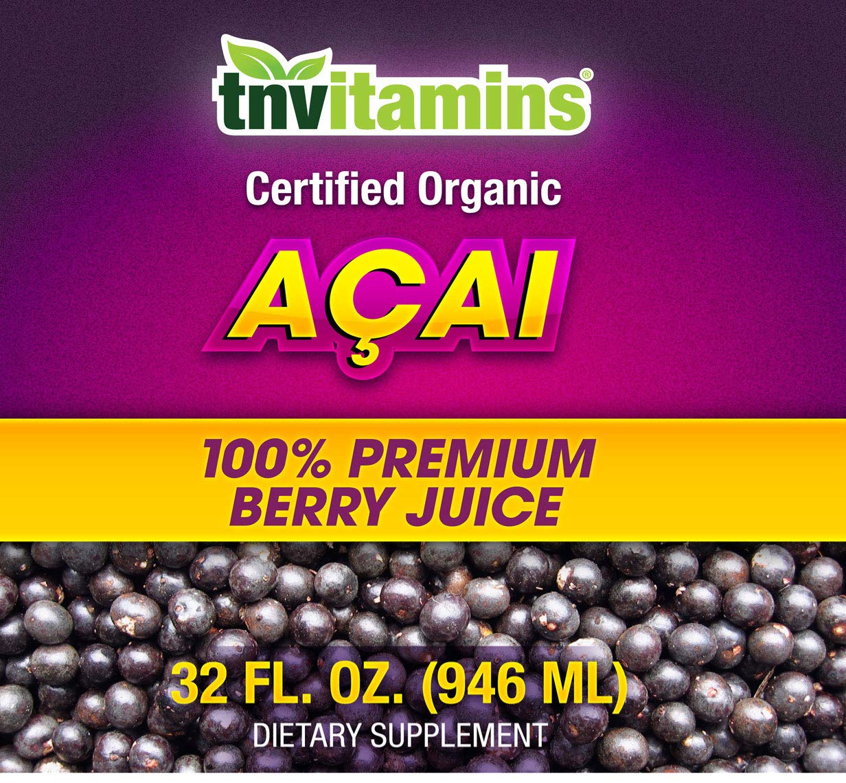 Acai Berry Juice 100 Certified Organic by TNVitamins 32 oz Buy