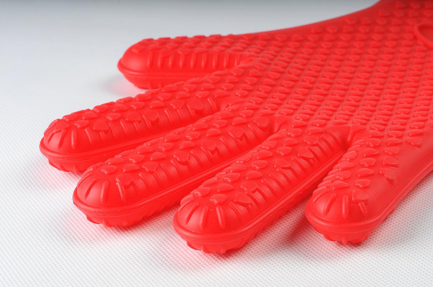 Sailing. Silicone Gloves/Mitts for BBQ Baking Cooking, Heat Resistant Barbecue Oven Cooking Grilling Mitts, Pot Holder (5-Finger, Red)