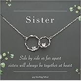 Suavell Sister Necklace – Sterling Silver Interlocking Double Circle Necklace Jewelry for Women – Meaningful Birthday Gift for Sister, Maid of Honor Gift or Bridesmaid
