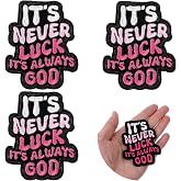 Shimmeroo It's Never Luck It's Always God Embroidered Patches | Iron on/Sew on Embroidery Applique Patches for Clothes Backpacks Hats Skirts Shoes Jackets