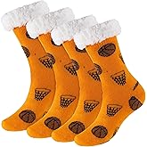 Foaincore 2 Pairs Basketball Slipper Sock Winter Fleece Lined Fuzzy Thermal Socks Non Slip Christmas Party Favors Gifts