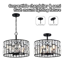 Farmhouse Crystal Convertible Chandelier and Semi