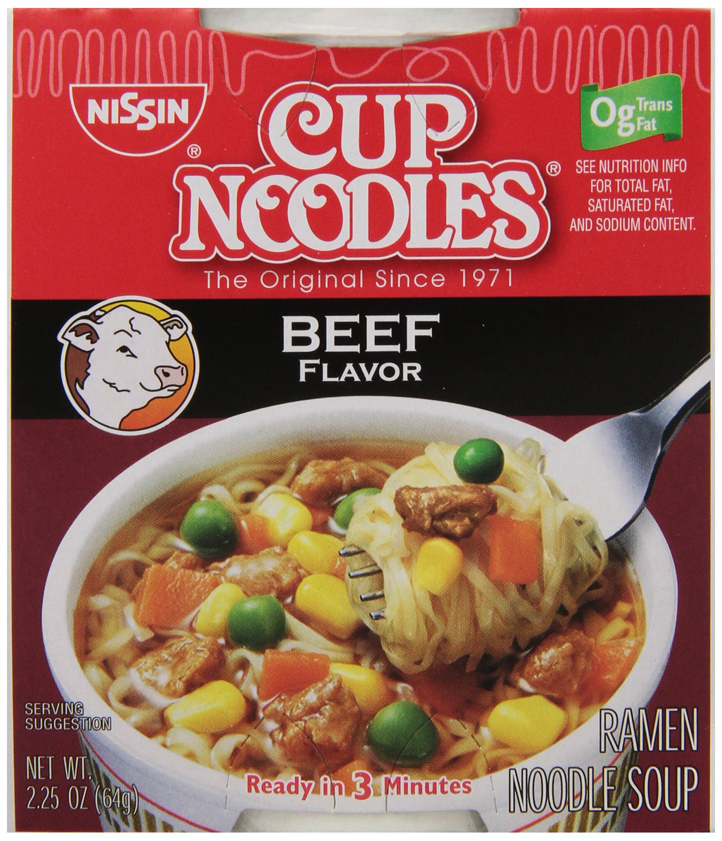 Photo 1 of ***BB 10/01/25***Nissin, Cup Noodles Soup, Beef Flavor, 2.25 oz (case of 12)