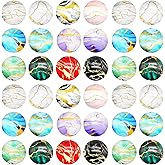 60PCS 12MM Colorful Marbled Pattern Glass Cabochons Round Convex Flat Back Cabs for Jewelry Making, Necklaces Ring Bezel Settings Craft DIY Supplies